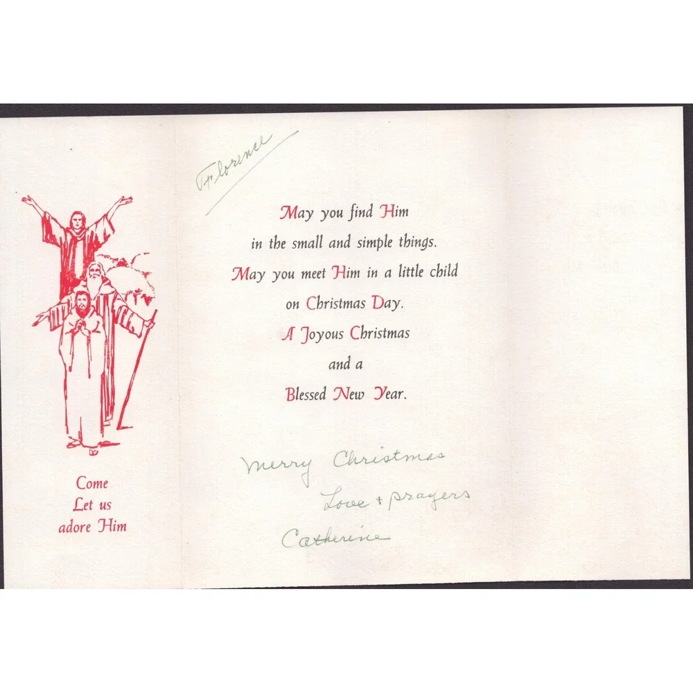 Vintage Christmas Card Adoration of Magi Renaissance Art Barton-Cotton